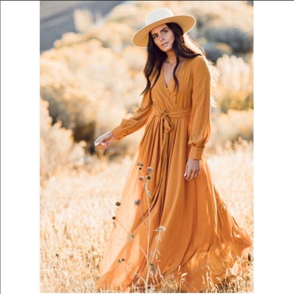 Jessakae Collection Marigold Long Maxi Dress Size Small Chiffon